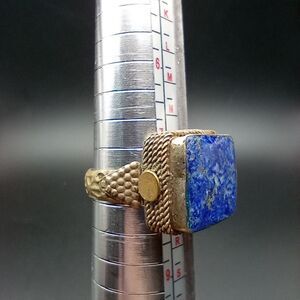 Caveman handcrafted lapis and sterling silver ring size 8 R252